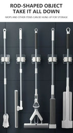 Wall Mounted Adhesive Mop and Broom Organizer Holder
