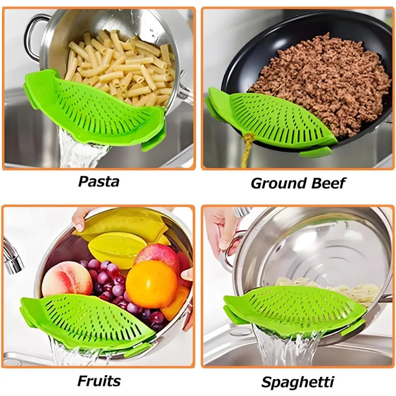 Universal Clip-On Silicone Pot Strainer for Kitchen - 1