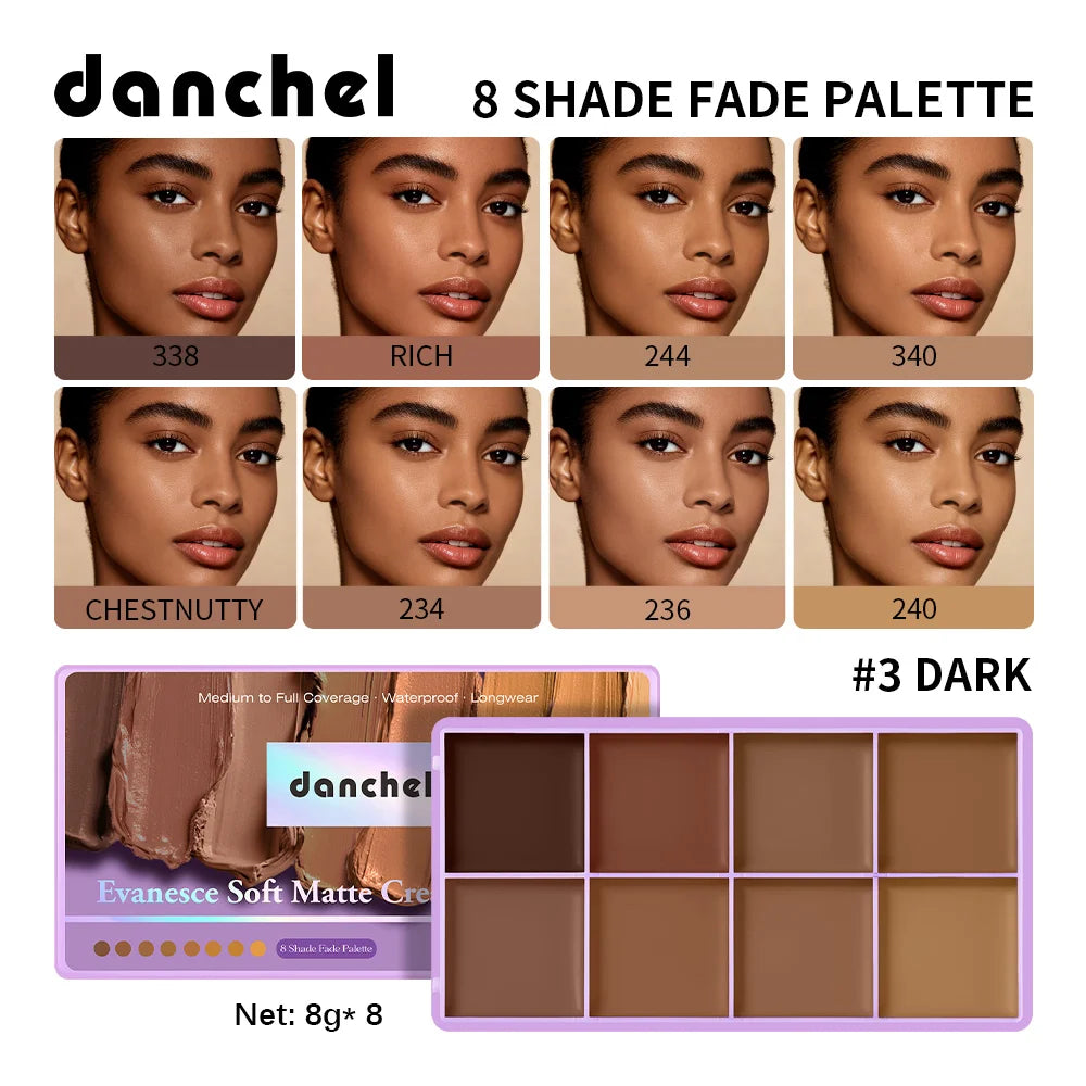 8-Shade Waterproof Full Coverage Cream Concealer Palette - 21