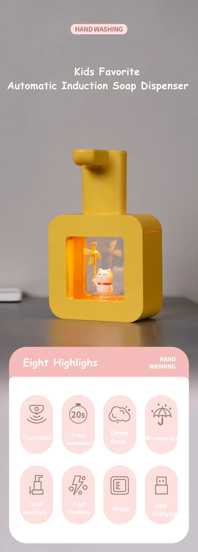 Automatic Touchless Soap Dispenser with Cute Pet Design
