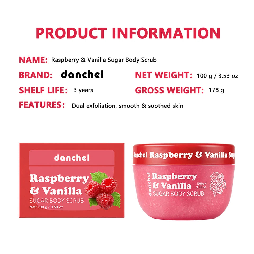 Raspberry Vanilla Sugar Body Scrub for Smooth Glowing Skin - 15