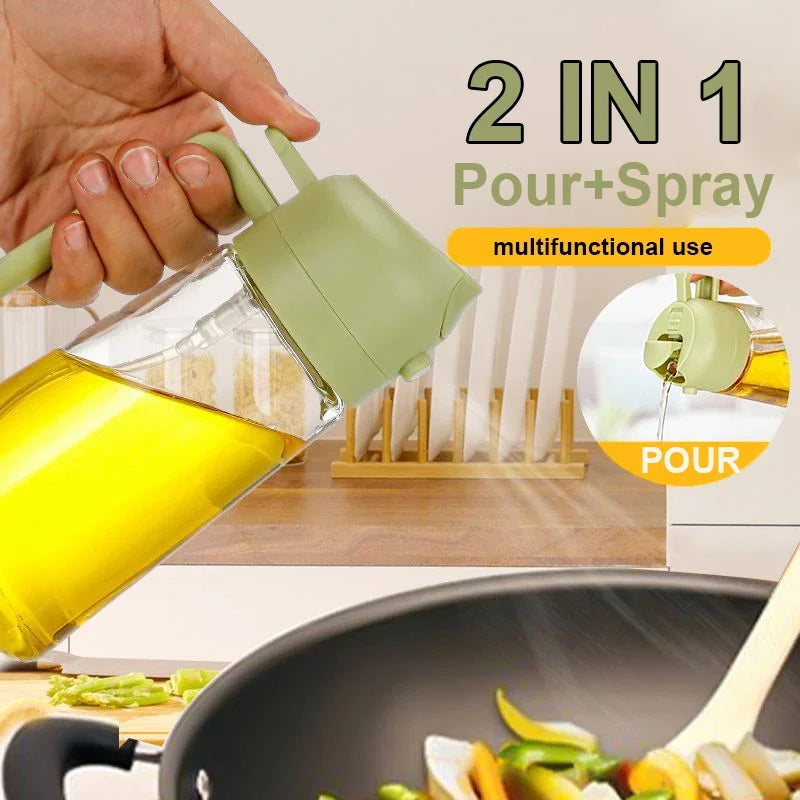2-in-1 Dual Action Oil Spray and Pour Dispenser for Cooking - 2