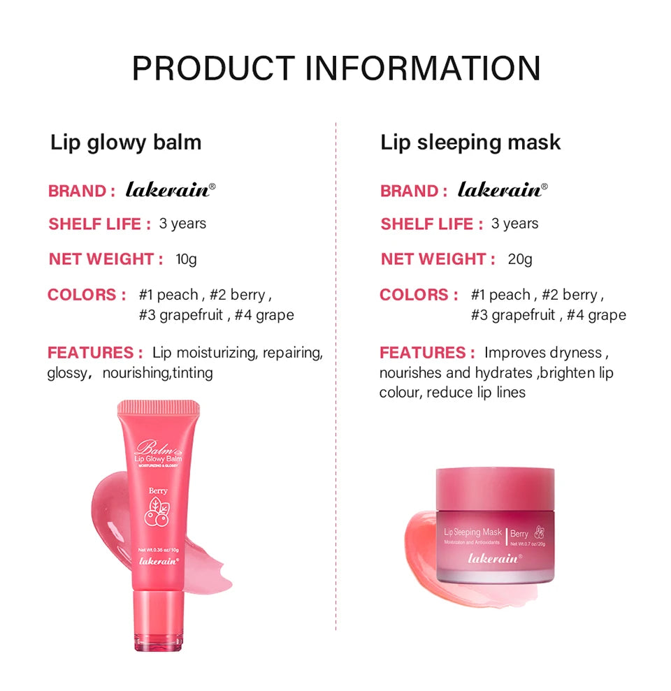 Moisturizing Lip Balm and Sleeping Mask Care Set - 14