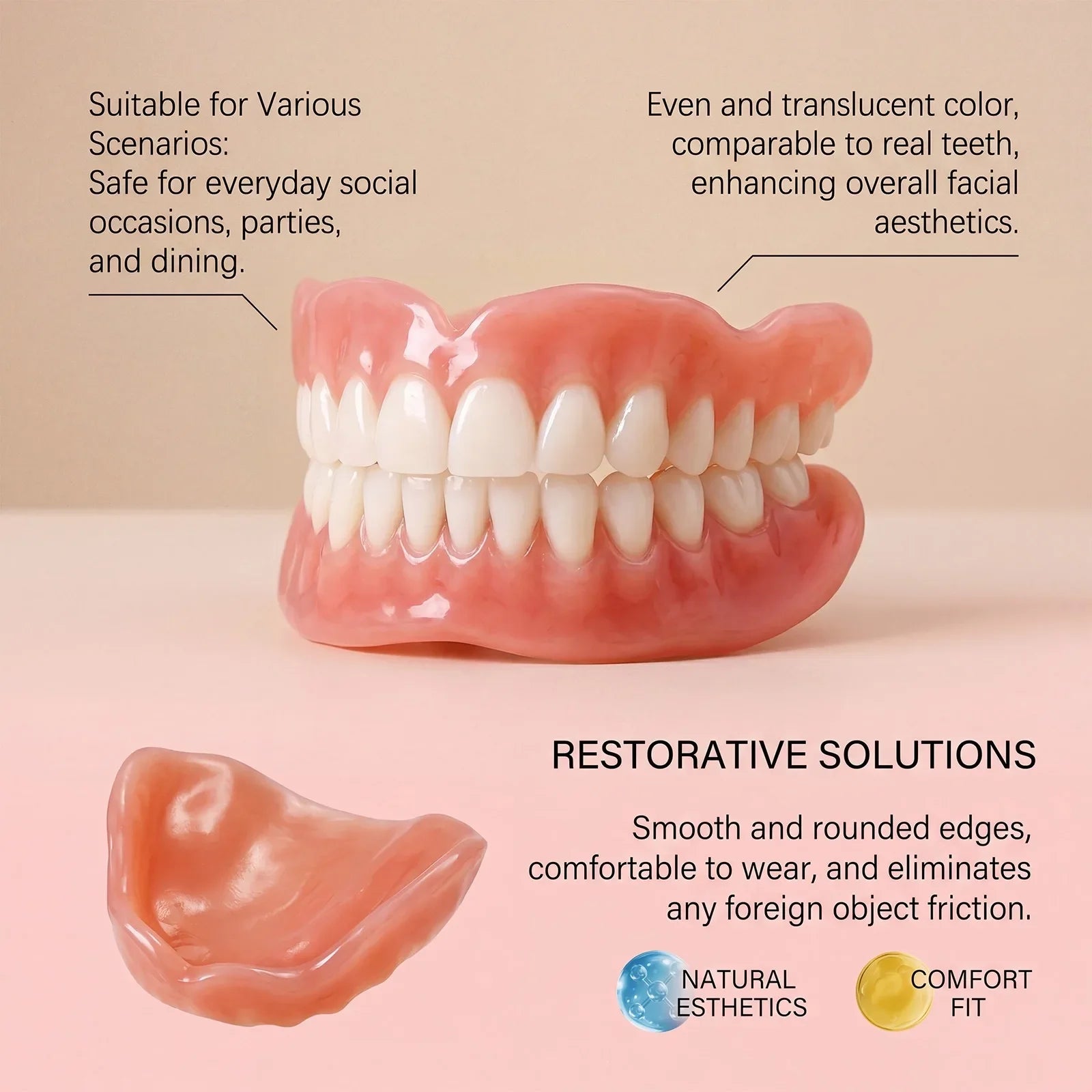 Custom Silicone Upper and Lower Denture Set for Natural Smile - 9