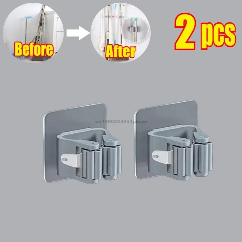 Self-Adhesive Wall Mounted Mop and Broom Organizer Holder