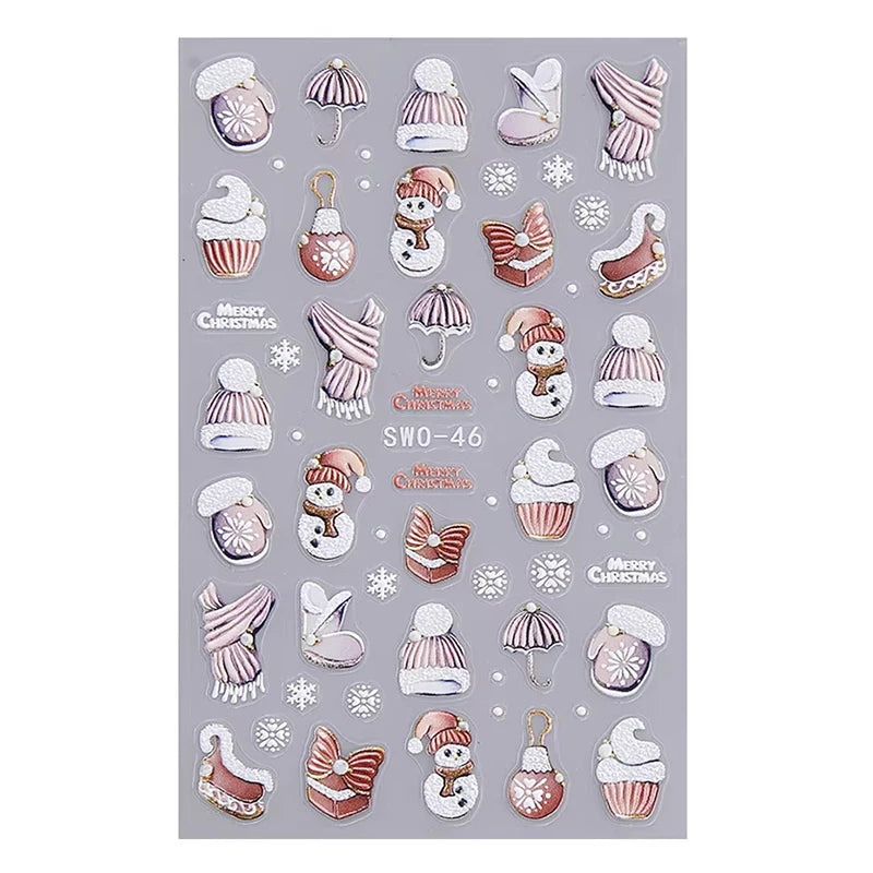 3D Christmas Cartoon Self-Adhesive Nail Art Decal Stickers