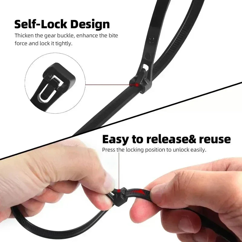 Heavy Duty Self-Locking Nylon Cable Zip Ties for Home and Office - 3