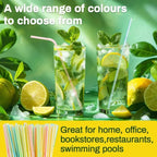 Flexible Multicolor Striped Drinking Straws for Parties and Events