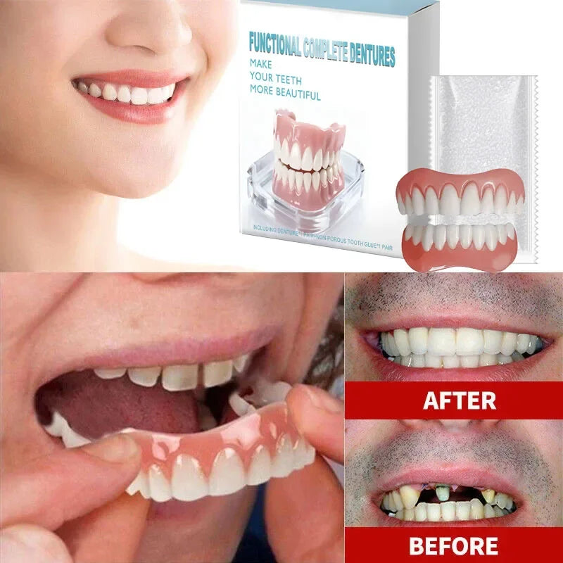 Instant Smile Cosmetic Dentures for Upper and Lower Teeth