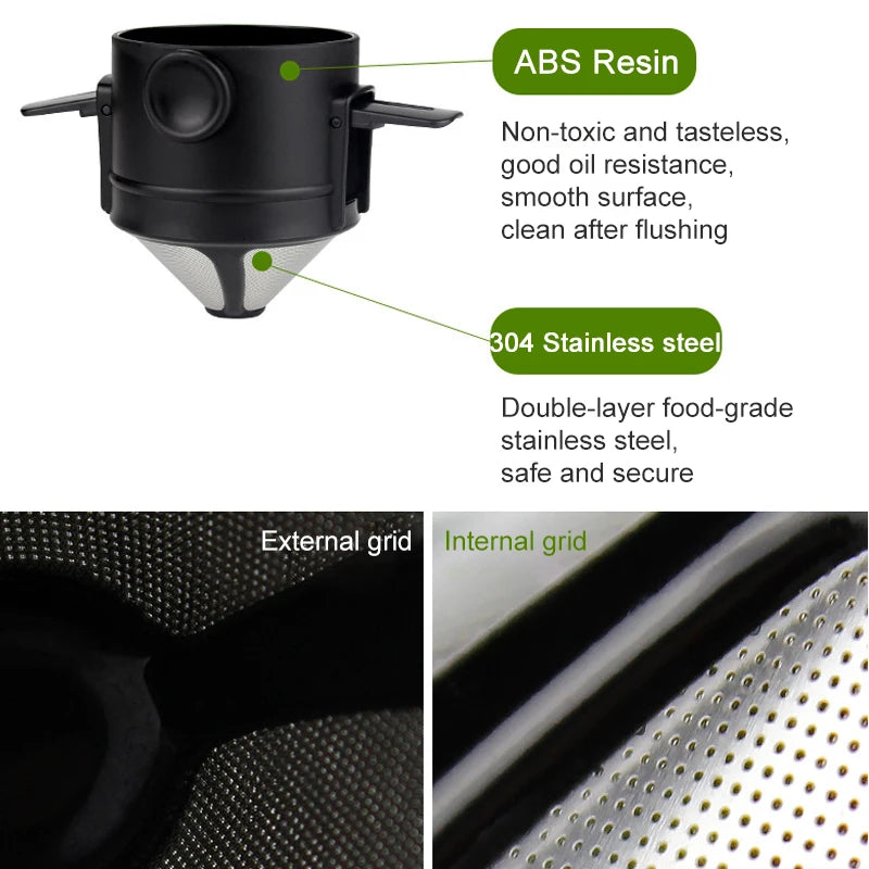 Portable Stainless Steel Reusable Coffee Drip Filter - 5