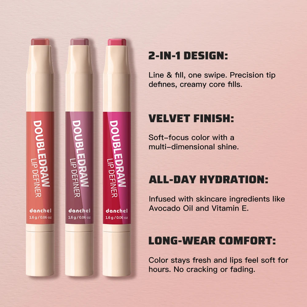 2-in-1 Dual-Ended Lip Liner and Matte Lipstick Pencil