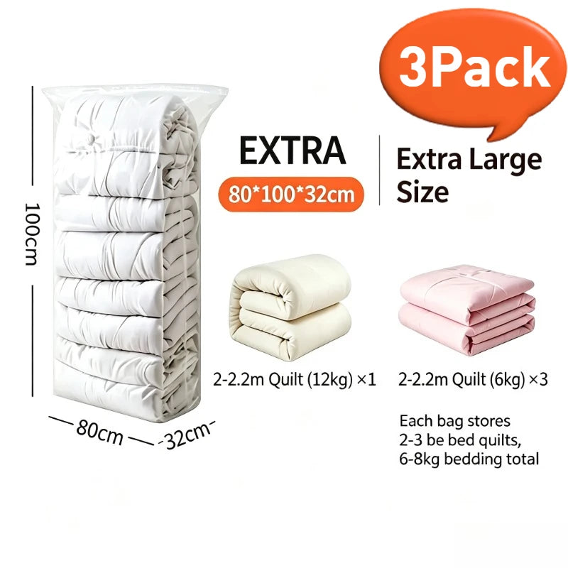 Pump-Free Vacuum Compression Storage Bags for Bedding and Clothes