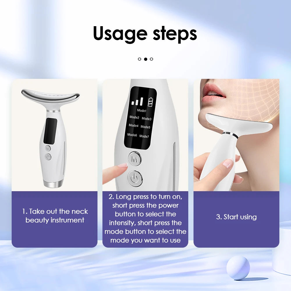 LED Facial and Neck Skin Tightening Beauty Massager - 12