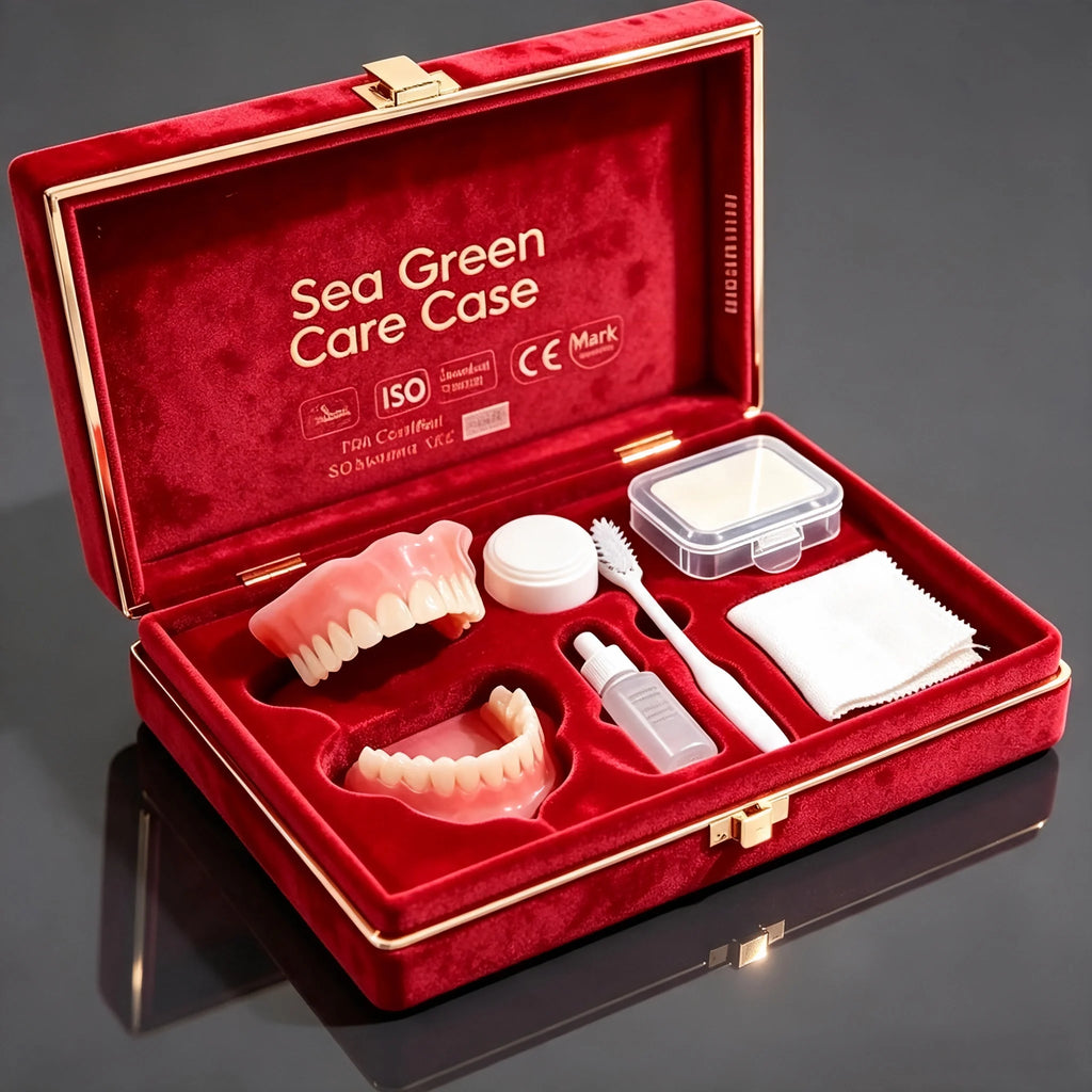 Complete Denture Care Set with Storage Case and Cleaning Tools