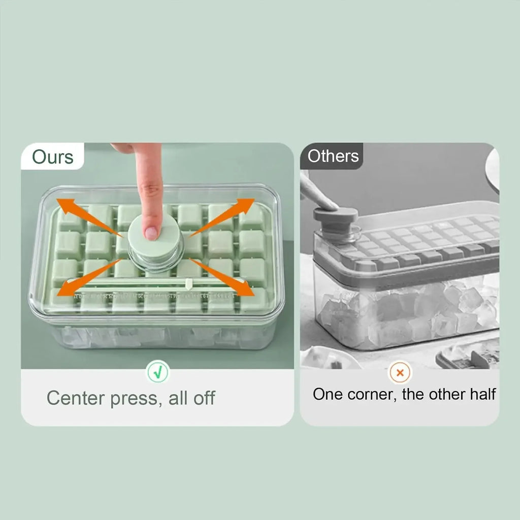 One-Press Easy Release Ice Cube Tray with Storage Box