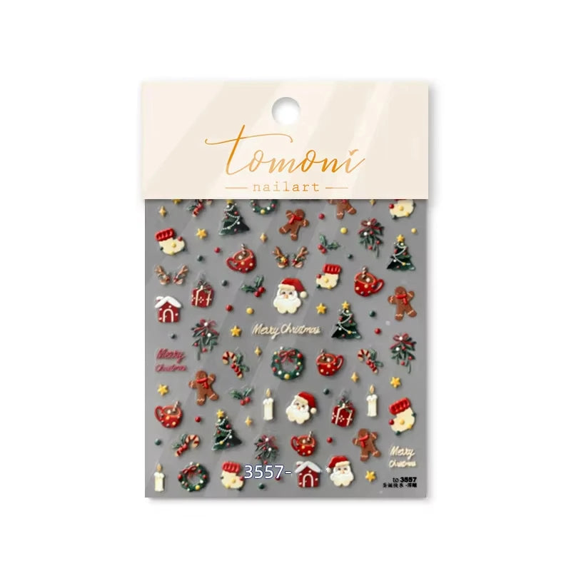 3D Christmas Cartoon Self-Adhesive Nail Art Decal Stickers