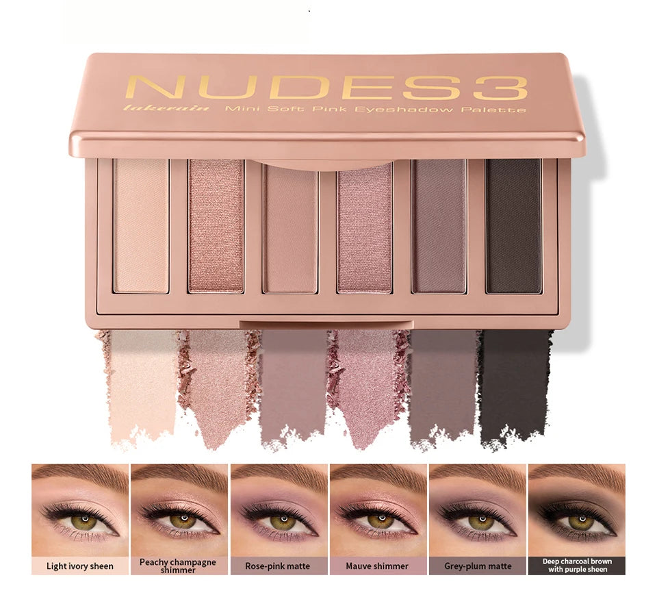 6-Color Soft Pink Neutral Eyeshadow Palette - 8