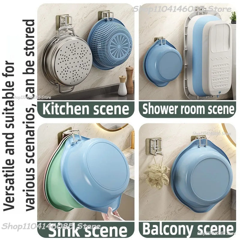 Self-Adhesive Wall-Mounted Washbasin and Storage Hook