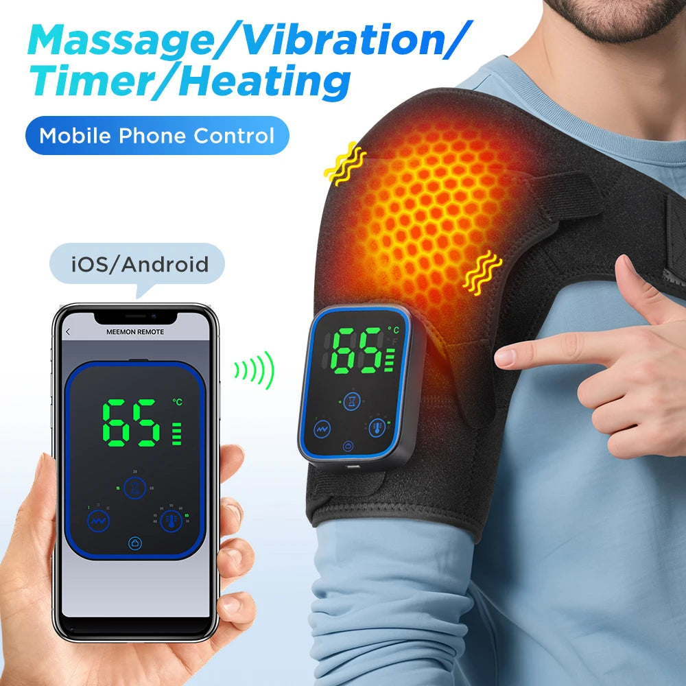 Wireless Heated Shoulder Massager with Vibration and App Control