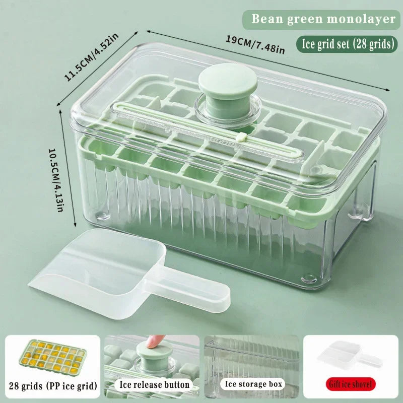 One-Press Easy Release Ice Cube Tray with Storage Box
