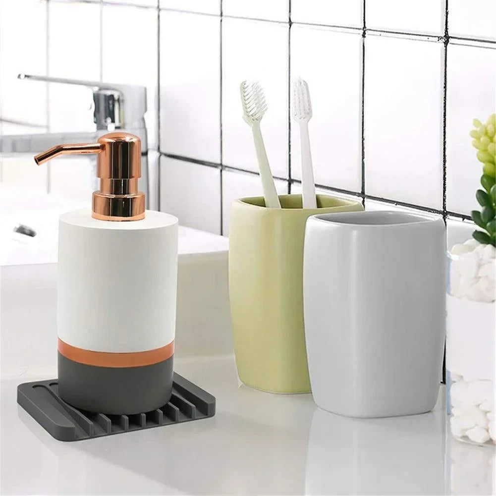 Self-Draining Silicone Soap Dish and Sponge Holder