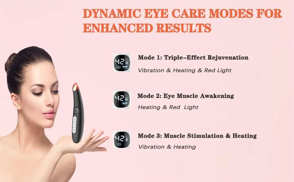 3-in-1 Heated Eye Massager Wand for Dark Circles and Puffiness