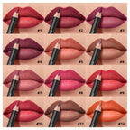 Professional 12-Color Waterproof Lip Liner Pencil Set