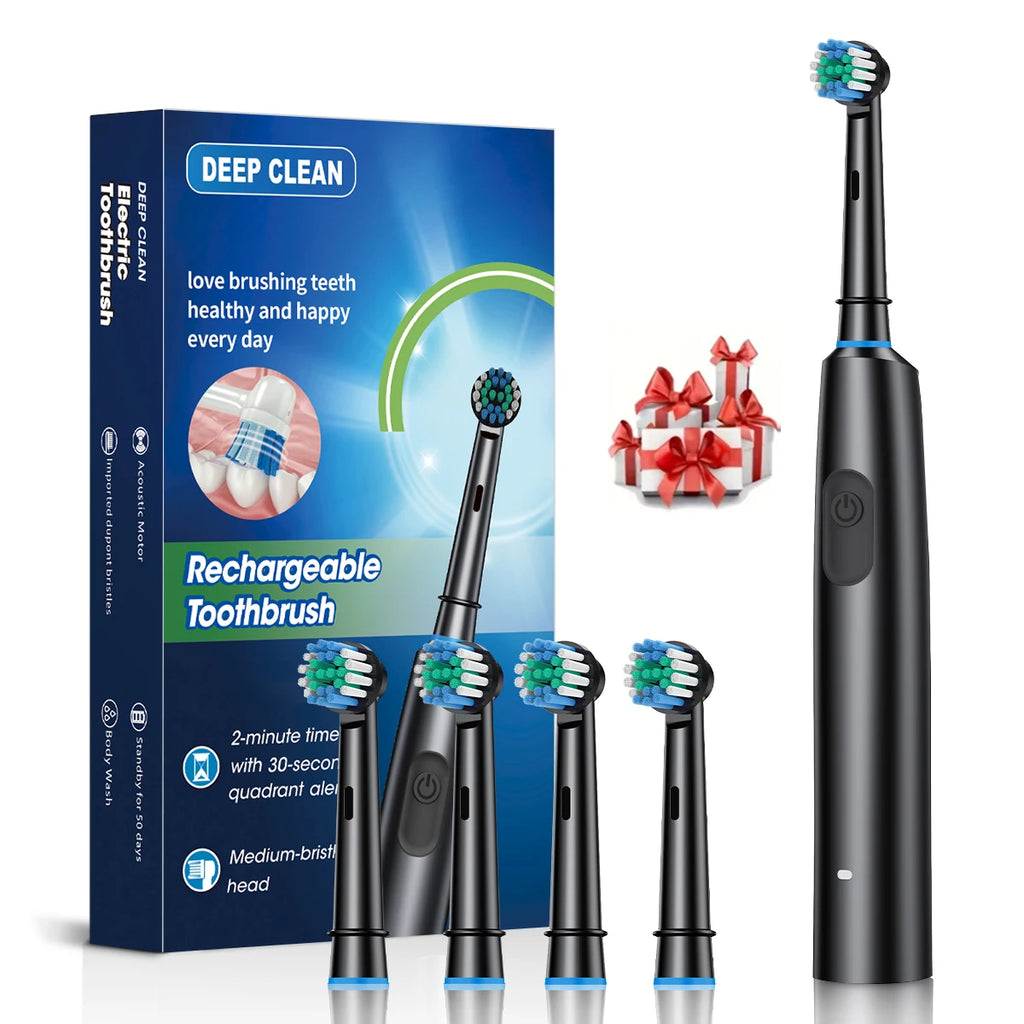 Rechargeable Electric Toothbrush with 8 Replacement Heads