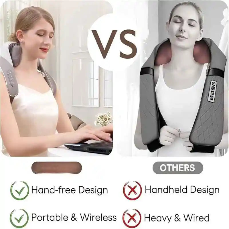 Wireless 6D Deep Tissue Neck and Shoulder Massager with Heat