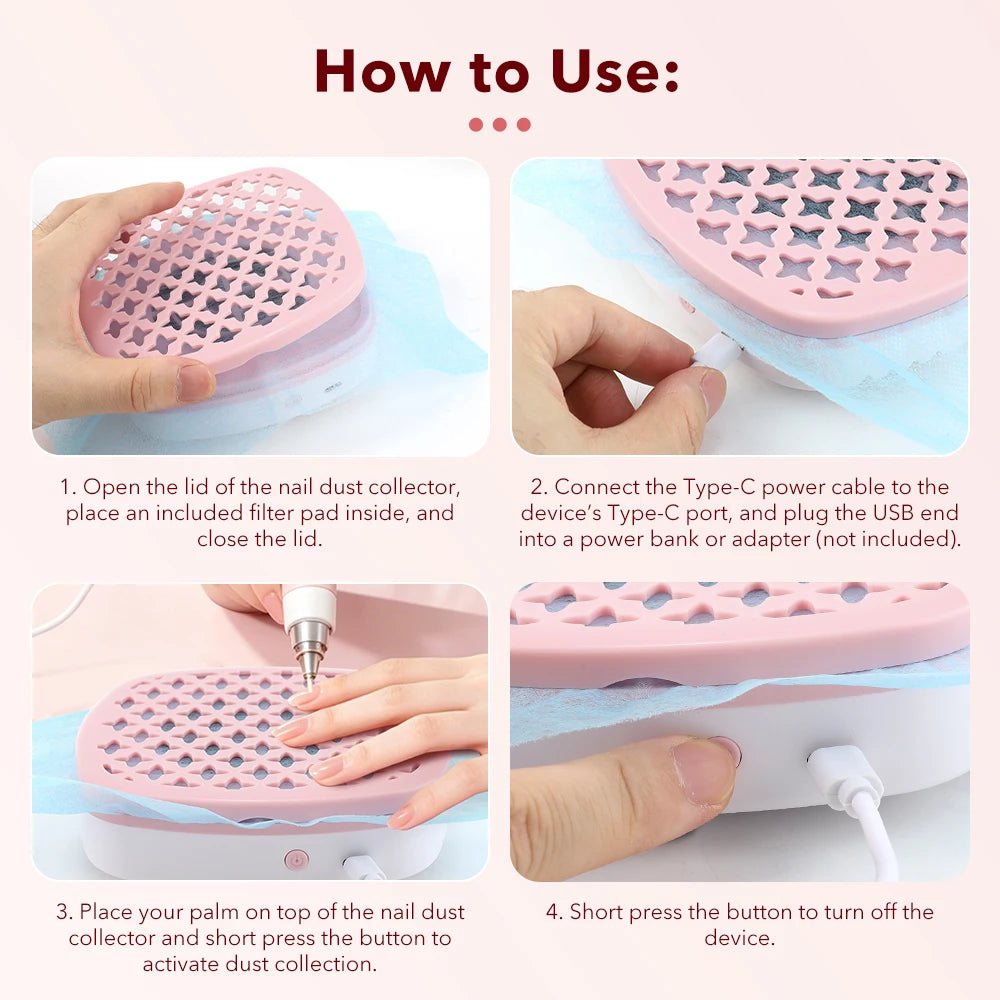 USB Portable Nail Dust Collector for Home Manicures