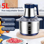 5L Electric Stainless Steel Food Processor and Meat Grinder