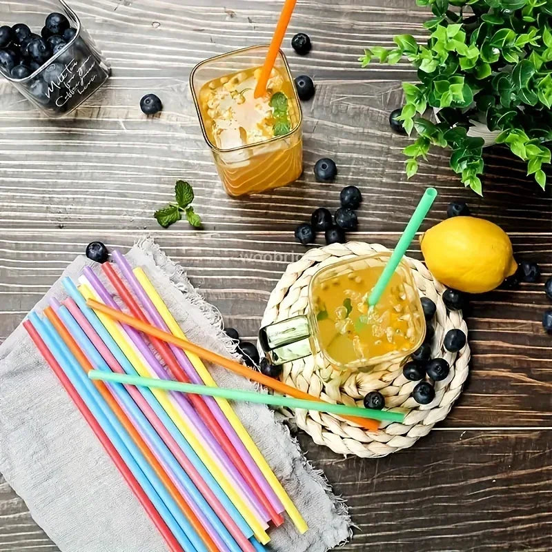 Flexible Multicolor Striped Drinking Straws for Parties and Events