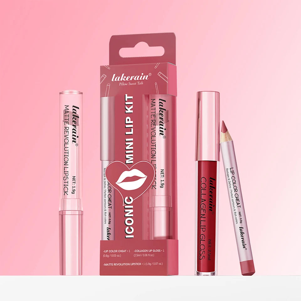3-Piece Waterproof Matte Lip Makeup Set - 19