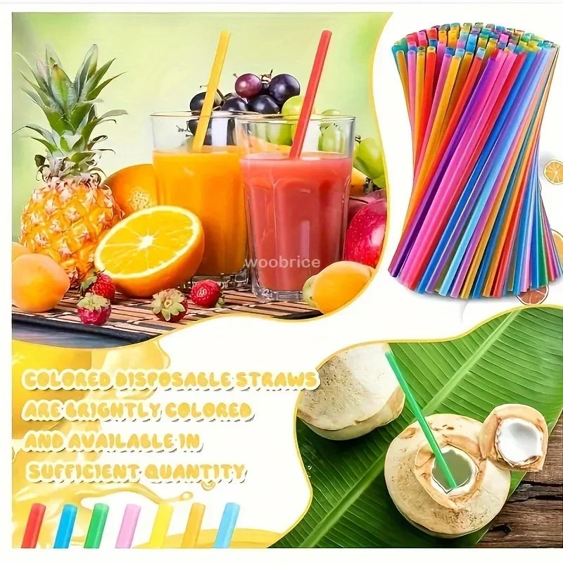 Flexible Multicolor Striped Drinking Straws for Parties and Events