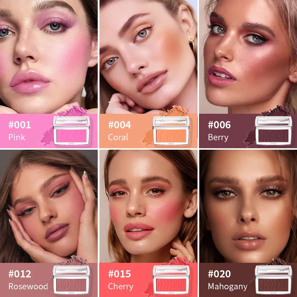 Matte Embossed Blush Palette with Professional Makeup Brush