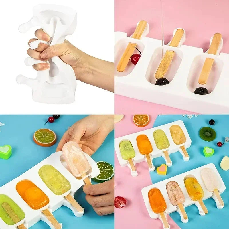 Silicone Ice Cream and Popsicle Maker Mold Tray - 8