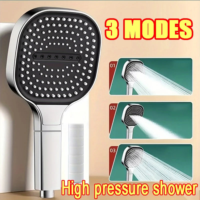 3-Mode Adjustable High-Pressure Handheld Shower Head