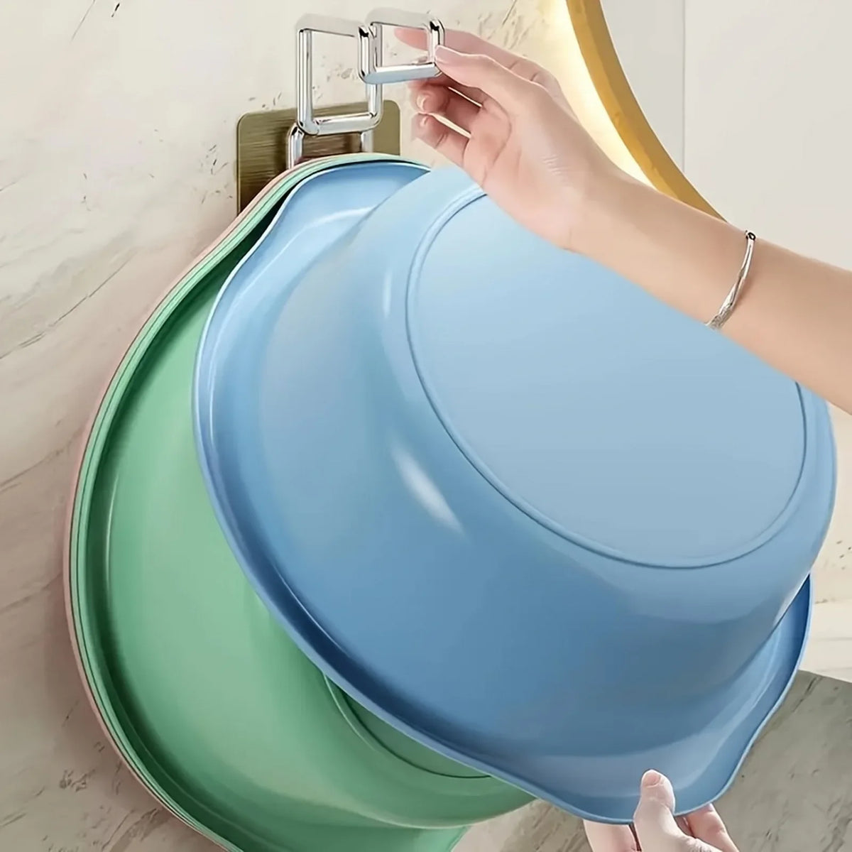 Self-Adhesive Wall-Mounted Washbasin and Storage Hook