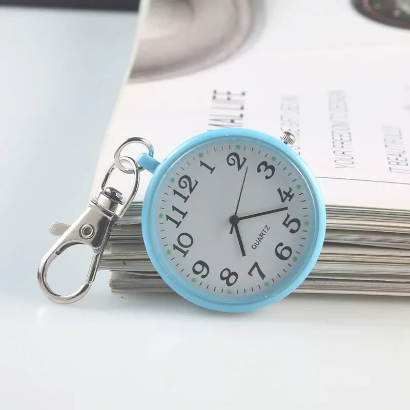 Portable Quartz Nurse Pocket Watch with Secure Keyring - 14
