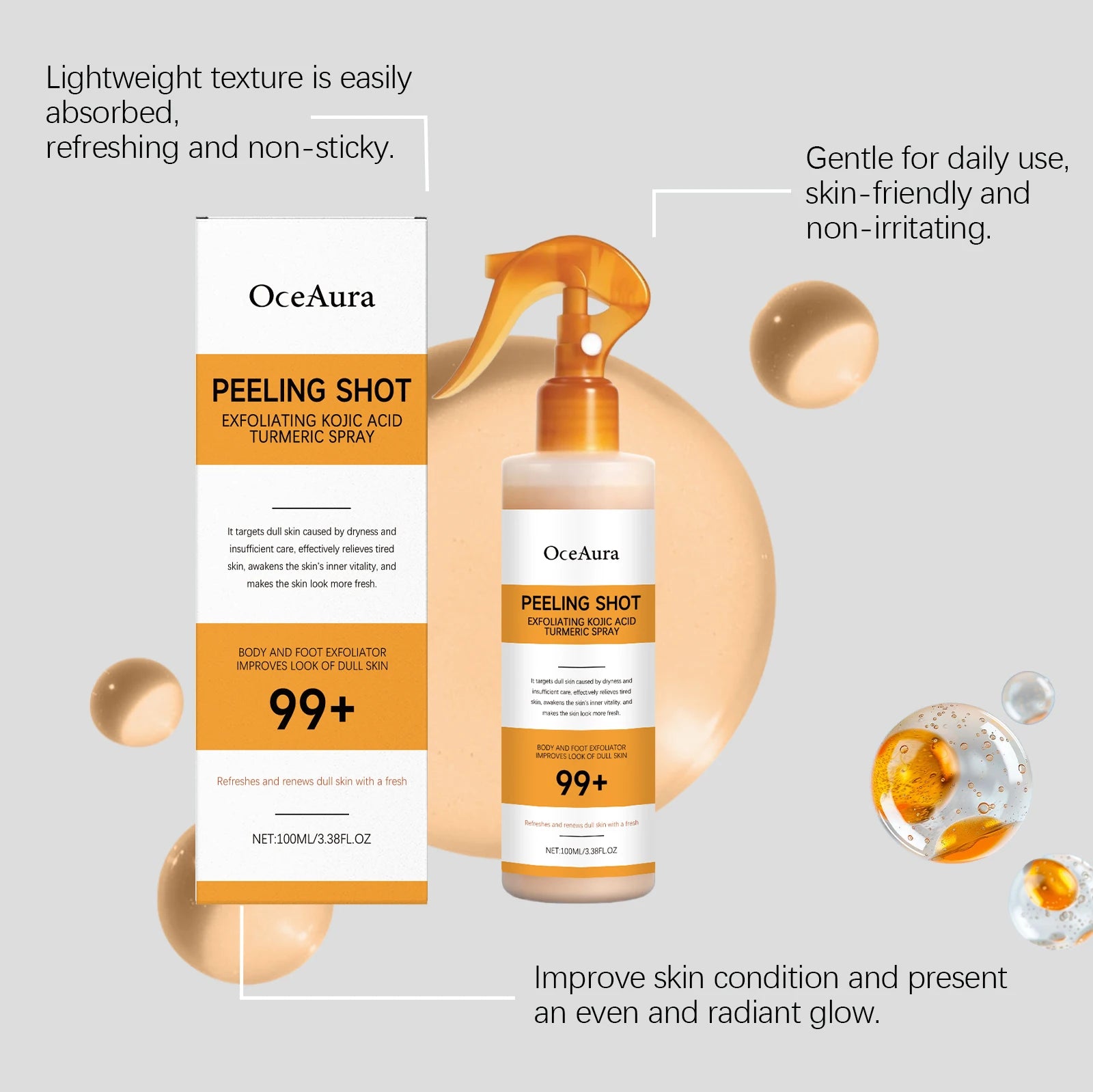 Exfoliating Brightening Skin Peeling Spray for Body and Feet - 10