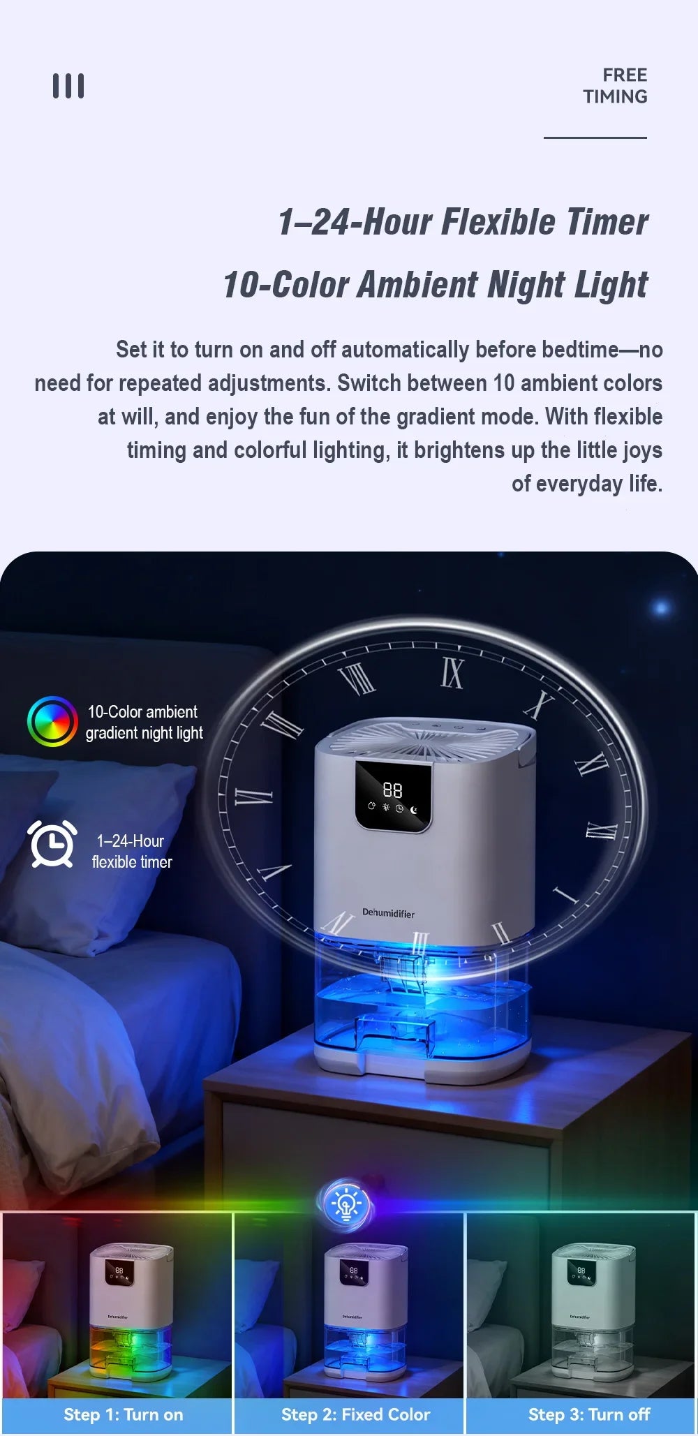 1000ML Portable Smart Dehumidifier for Home and Bedroom - 11
