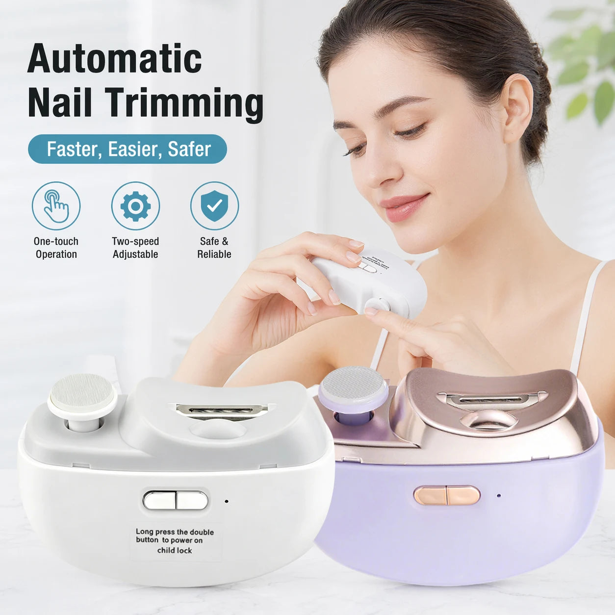 Electric Automatic Nail Trimmer and Polisher for All Ages - 1
