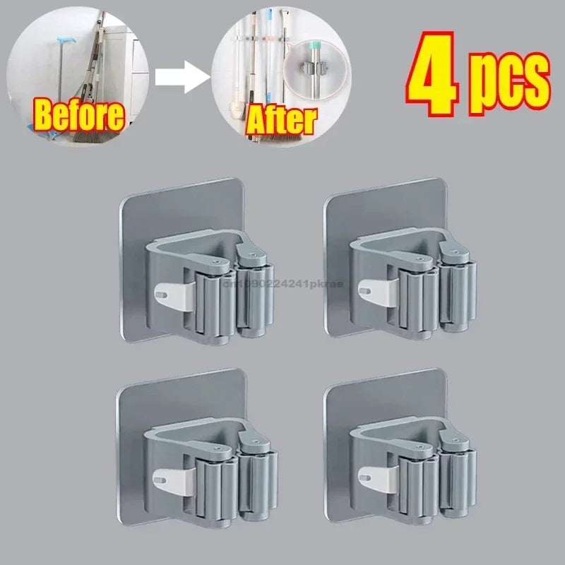 Self-Adhesive Wall Mounted Mop and Broom Organizer Holder