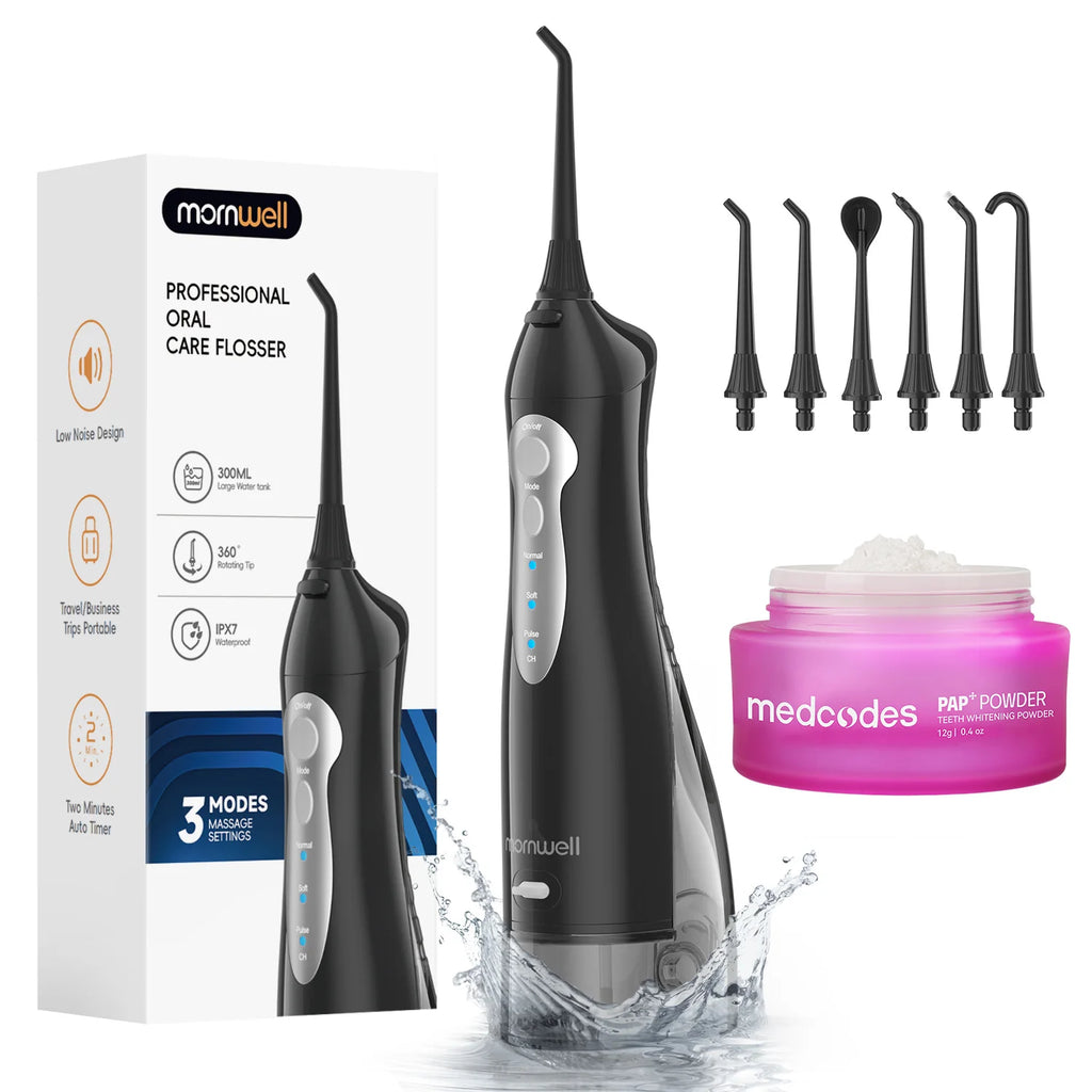 Portable Cordless Water Flosser with 3 Modes and 7 Replacement Tips