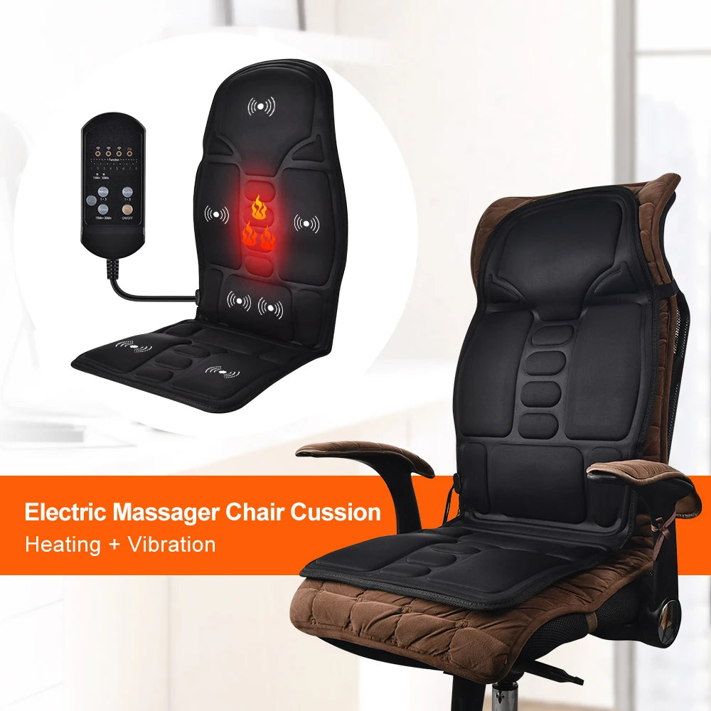 Full-Body Electric Heated Massage Chair Cushion for Home and Car