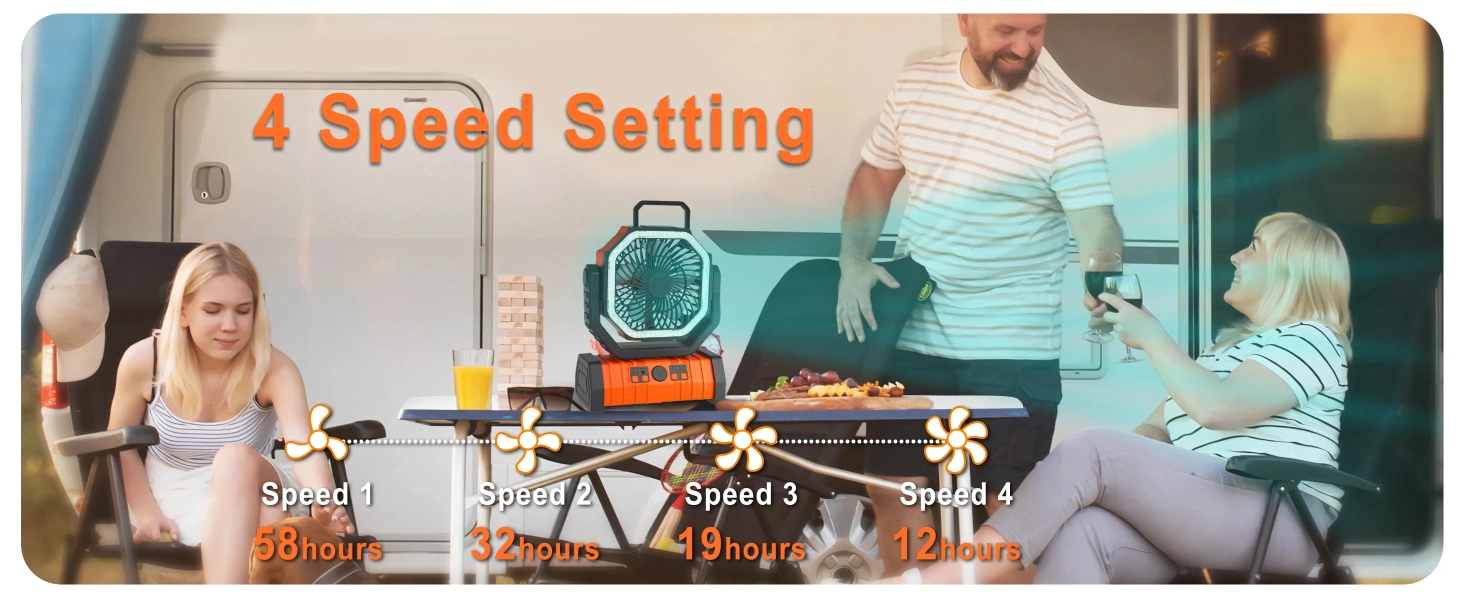 Portable LED Camping Fan with 20000mAh Battery and Remote - 9