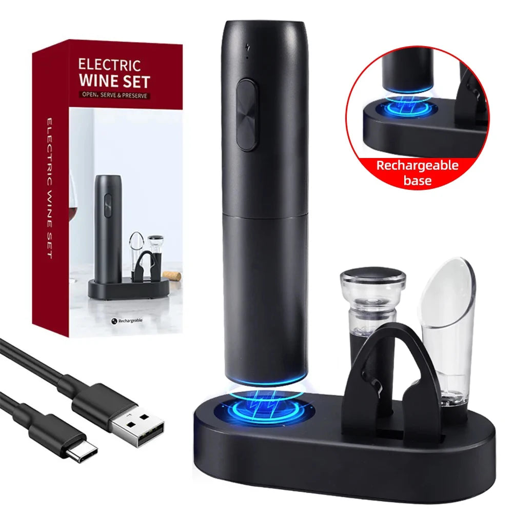Automatic Rechargeable Electric Wine Bottle Opener Set - 1
