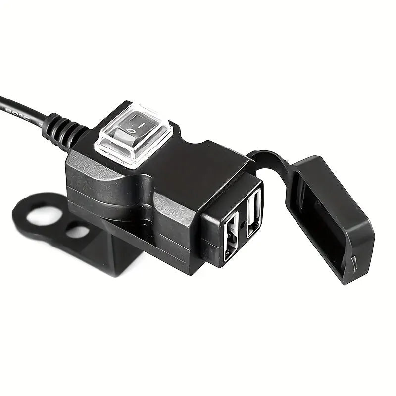 Dual USB Motorcycle Charger for Handlebars and Rearview Mirrors - 12