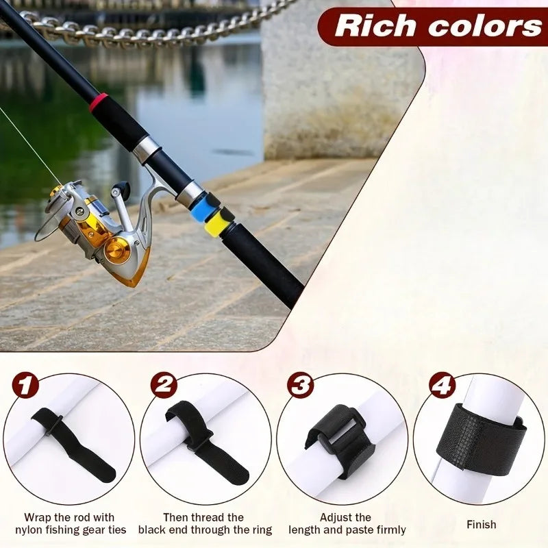 Reusable Fishing Rod Tie Straps for Organized Gear (10 Pack) - 3
