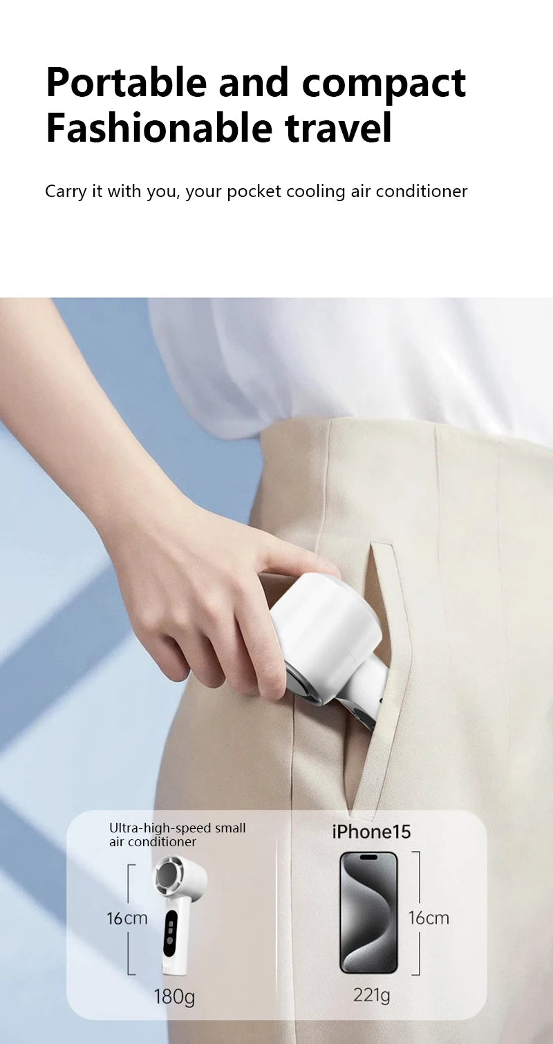 Rechargeable Handheld Turbo Fan with Ice Cooling Technology